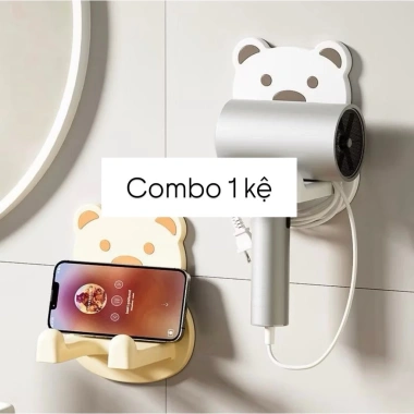 Combo 5 Giá Đỡ Máy Sấy Tóc Dán Tường Hình Gấu Hoạt Hình - Đa Năng, Chất Liệu Cao Cấp, Giá 27.000₫