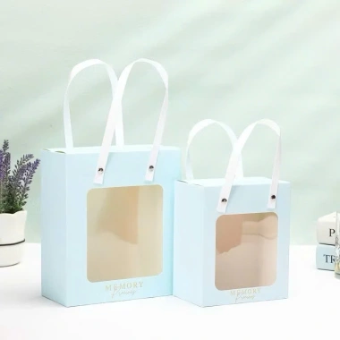Combo 5 Hộp Quà Giấy Dày, Quai Cói, Cửa Sổ Mica Chống Nước, Quà Tết Valentine