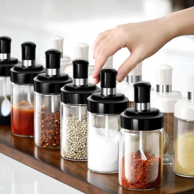 Combo 5 Hũ Đựng Gia Vị Kèm Thìa Thông Minh - Tiết Kiệm Không Gian, Giá Ưu Đãi 59.900