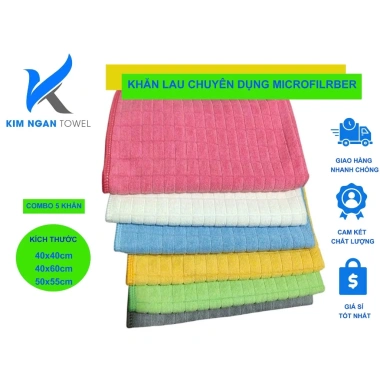 Combo 5 Khăn Lau Bếp 40x40-50x55cm, Khăn Kính, Bàn Ghế, Xe – Thấm Hút Nước, Giá 116.250₫