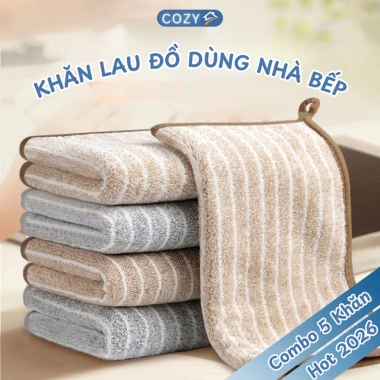 Combo 5 Khăn Lau Bếp Cao Cấp Cozyhome - Thấm Nước, Không Xơ, Đa Năng, Giá 20.000 VND