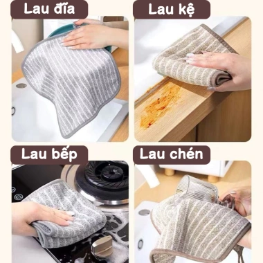 Combo 5 Khăn Lau Bếp Cao Cấp Thấm Hút Nhanh Mềm Mịn Dùng Lau Bàn Lau Bếp Rửa Chén Giá 20.000 VND 8