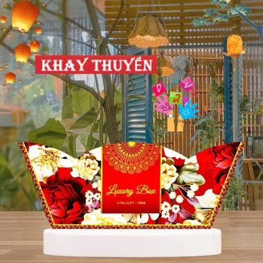 Combo 5 khay thuyền đựng quà Tết - Giỏ quà chuẩn form, bọc kiếng căng đẹp, biếu tặng ấn tượng, giá chỉ 85.000 VND
