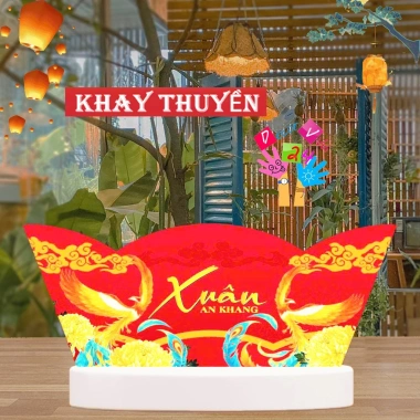 Combo 5 khay thuyền đựng quà Tết - Giỏ quà chuẩn form, bọc kiếng căng đẹp, biếu tặng ấn tượng, giá chỉ 85.000 VND