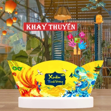 Combo 5 khay thuyền đựng quà Tết - Giỏ quà chuẩn form, bọc kiếng căng đẹp, biếu tặng ấn tượng, giá chỉ 85.000 VND