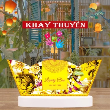 Combo 5 khay thuyền đựng quà Tết - Giỏ quà chuẩn form, bọc kiếng căng đẹp, biếu tặng ấn tượng, giá chỉ 85.000 VND