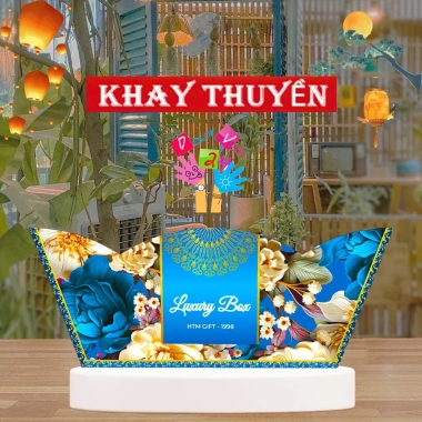 Combo 5 khay thuyền đựng quà Tết - Giỏ quà chuẩn form, bọc kiếng căng đẹp, biếu tặng ấn tượng, giá chỉ 85.000 VND