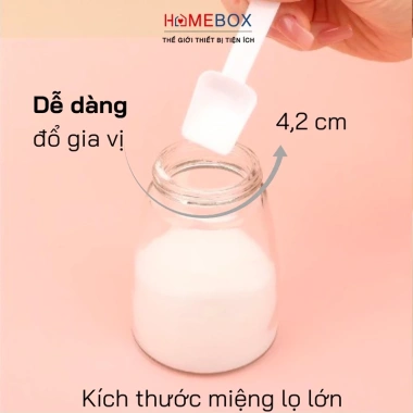 Combo 5 lọ đựng gia vị thủy tinh 180ml - Nút bấm chống ẩm, gọn gàng cho bếp