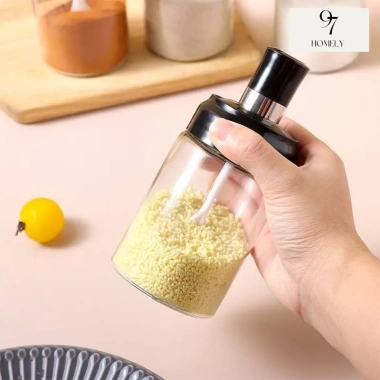 Combo 5 Lọ Gia Vị Thủy Tinh Gắn Thìa Lấy Thông Minh - Chịu Nhiệt Độ Cao, Bền Bỉ 97 Homely