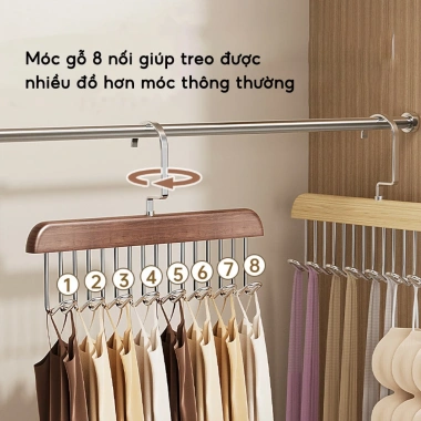 Combo 5 Móc Gỗ Treo Quần Áo Đồ Lót Áo Ngực JYoohome Sang Trọng, Giá 89.000₫ 3