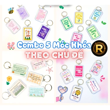 Combo 5 Móc Khóa RIN HUDA - Thông Điệp Cổ Vũ, Tích Cực, Bùa May Mắn, Lời Nhắn Nhủ - 58.000₫