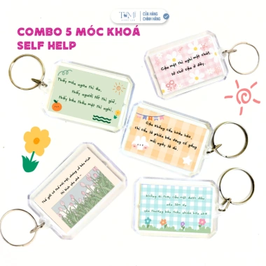 Combo 5 Móc Khóa RIN HUDA - Thông Điệp Cổ Vũ, Tích Cực, Bùa May Mắn, Lời Nhắn Nhủ - 58.000₫