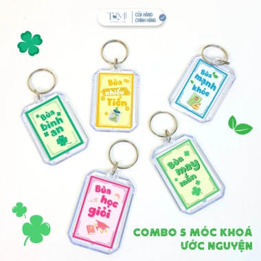 Combo 5 Móc Khóa RIN HUDA - Thông Điệp Cổ Vũ, Tích Cực, Bùa May Mắn, Lời Nhắn Nhủ - 58.000₫