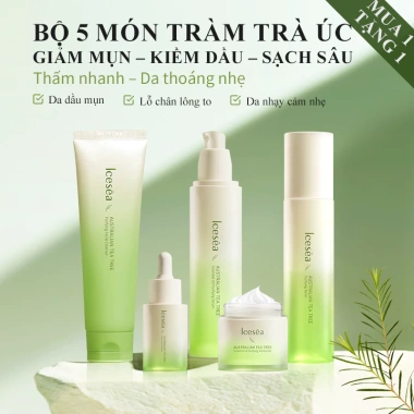 Combo 5 Món Chăm Sóc Da Tràm Trà Úc ICESEA Cấp ẩm Kiềm Dầu Giảm Mụn Giá 299k