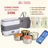 Combo 5 Món Hộp Cơm Hâm Nóng, Túi Đựng, Đũa Thìa, Bình Nước - Siêu Giá 165k Mùa Đông 2.025