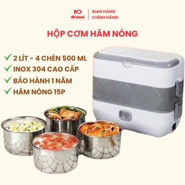 Combo 5 Món Hộp Cơm Hâm Nóng, Túi Đựng, Đũa Thìa, Bình Nước - Siêu Giá 165k Mùa Đông 2.025