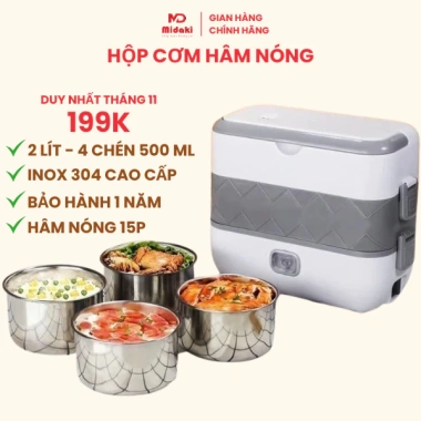 Combo 5 Món Hộp Cơm Hâm Nóng, Túi Đựng, Đũa Thìa, Bình Nước - Siêu Giá 165k Mùa Đông 2.025