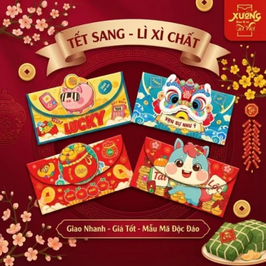 Combo 5 Set 15 Bao Lì Xì Ngang Phong Bì Thư Cao Cấp Tết 2.026 Giá 27.000 VNĐ