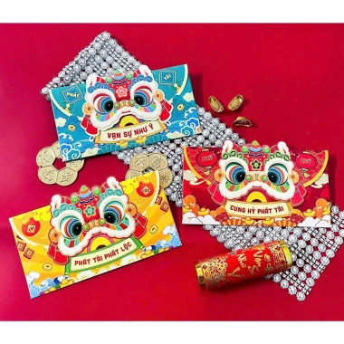 Combo 5 Set 15 Bao Lì Xì Ngang Phong Bì Thư Cao Cấp Tết 2.026 Giá 27.000 VNĐ
