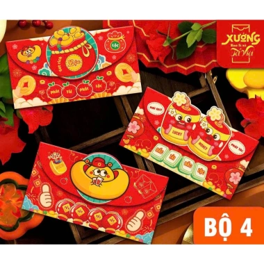 Combo 5 Set 15 Bao Lì Xì Ngang Phong Bì Thư Cao Cấp Tết 2.026 Giá 27.000 VNĐ