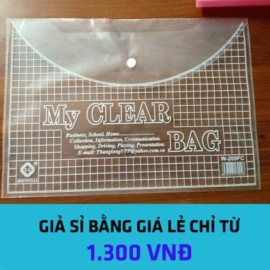 Combo 5 Size Bìa Nút My Clear Đựng Tài Liệu Văn Phòng - Giá 27.300đ Giảm Giá