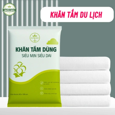 Combo 5 Túi Khăn Tắm Du Lịch 1 Lần Sợi Cellulose Cao Cấp Mềm Mịn - Siêu Thấm Hút, Giá Ưu Đãi 55.000 VND
