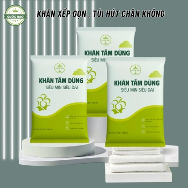 Combo 5 Túi Khăn Tắm Du Lịch 1 Lần Sợi Cellulose Cao Cấp Mềm Mịn - Siêu Thấm Hút, Giá Ưu Đãi 55.000 VND