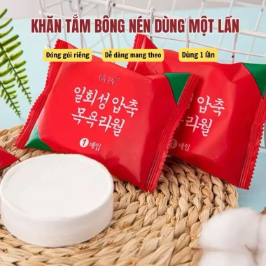 Combo 5 Viên Khăn tắm nén du lịch cotton dùng 1 lần 70x100cm - Thấm nhanh, thâm nước tốt, chỉ 27.300đ 3 Combo 5 Viên Khăn tắm nén du lịch cotton dùng 1 lần 70x100cm - Thấm nhanh, thâm nước tốt, chỉ 27.300đ 3