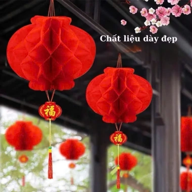 Combo 50-100 Lồng Đèn Tổ Ong Nilon Đỏ - Trang Trí Tết Đẹp, Giá 22k PTLUXURY