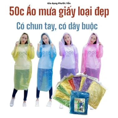 Combo 50 áo mưa giấy dùng 1 lần - Đủ màu, chất dai siêu bền, giá chỉ 45.000đ Combo 50 áo mưa giấy dùng 1 lần - Đủ màu, chất dai siêu bền, giá chỉ 45.000đ
