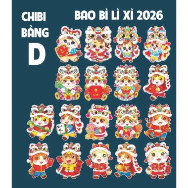 Combo 50 Bao Lì Xì Tết 2.026 Chibi Dễ Thương Ánh Kim Bóng Đẹp Giá chỉ 9.900 VND