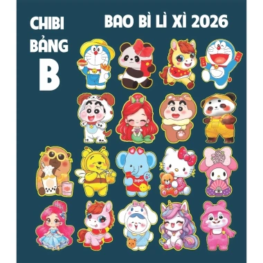 Combo 50 Bao Lì Xì Tết 2.026 Chibi Dễ Thương Ánh Kim Bóng Đẹp Giá chỉ 9.900 VND