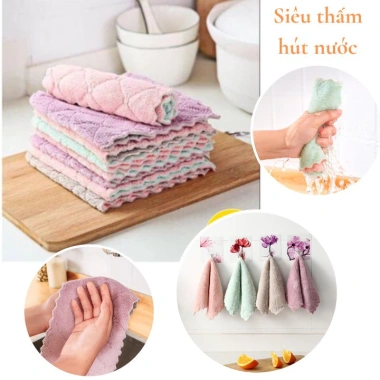 Combo 50 Khăn Lau Nhà Bếp Đa Năng 2 Mặt Siêu Thấm Hút Lau Tay, Bát Đĩa, Bàn Ghế, Tiện Lợi TKVA 208 Giá 15.000đ 6
