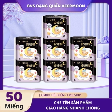Combo 50 miếng bvs quần Veermoon mẹ sau sinh, 5 túi đêm size M-L-XL, 135k