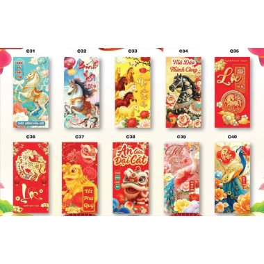 Combo 50/100c Lì Xì Bính Ngọ Truyền Thống Tết 2.026 - Giá Ưu Đãi 8.900 VND