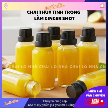 Combo 5/10 Chai GINGER SHOTS nắp vặn đen 5-100ml cao cấp, đựng nước ép Nhà Chai Lọ, giảm giá 25.500