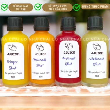 Combo 5/10 Chai GINGER SHOTS nắp vặn đen 5-100ml cao cấp, đựng nước ép Nhà Chai Lọ, giảm giá 25.500