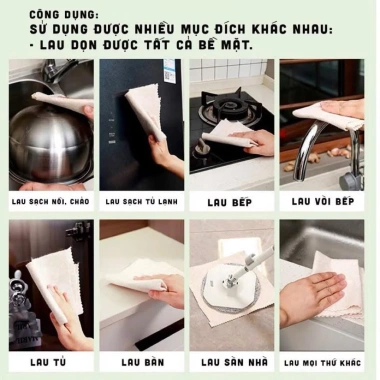 Combo 5m Khăn Lau Xơ Mướp Đa Năng Siêu Thấm Hút Dầu Mỡ Giá Giảm 54.679đ