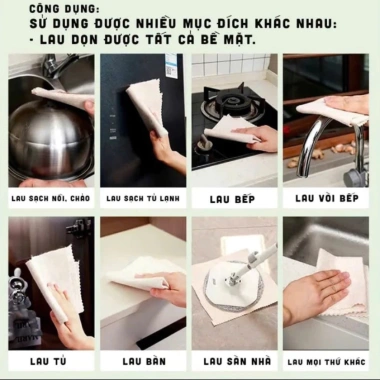 Combo 5m Khăn Lau Xơ Mướp Đa Năng Siêu Thấm Hút Dầu Mỡ Giá Giảm 54.679đ