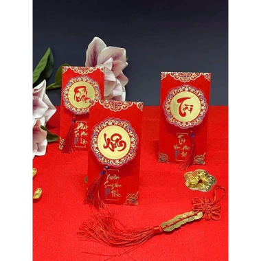 Combo 6 bao lì xì tết 4D - Lì xì hỷ, tua rua, giảm còn 25.000đ chúc năm mới