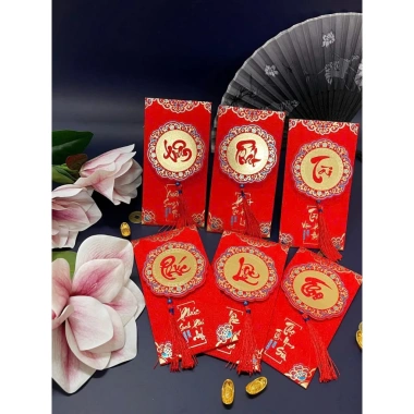 Combo 6 bao lì xì tết 4D - Lì xì hỷ, tua rua, giảm còn 25.000đ chúc năm mới