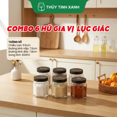 Combo 6 Hũ Đựng Gia Vị Vuông Tròn Lục Giác - Khắc Theo Yêu Cầu, Giá 240.000₫ 3 Combo 6 Hũ Đựng Gia Vị Vuông Tròn Lục Giác - Khắc Theo Yêu Cầu, Giá 240.000₫ 3