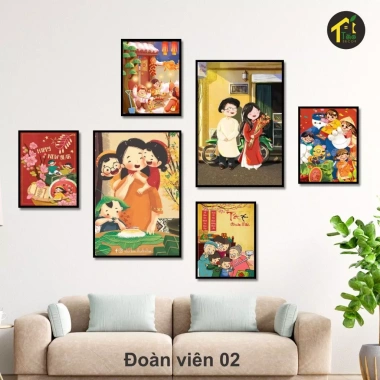 Combo 6 Tranh Trang Trí Tết 2.025 - Dán Tường Kèm Keo Dán Tiện Lợi, Decor Tết 96.000₫