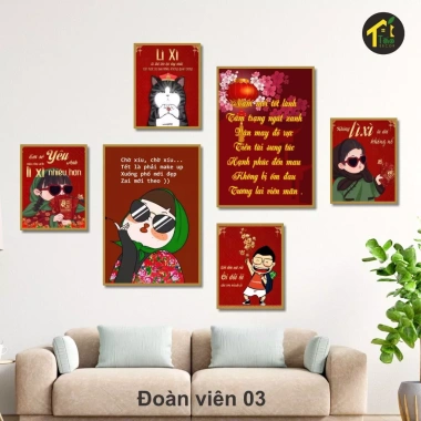 Combo 6 Tranh Trang Trí Tết 2.025 - Dán Tường Kèm Keo Dán Tiện Lợi, Decor Tết 96.000₫