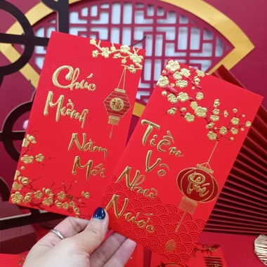 COMBO 66 Bao lì xì Tết 2.026 Bính Ngọ đỏ nhũ vàng - Giá sỉ cao cấp 98.750 VND