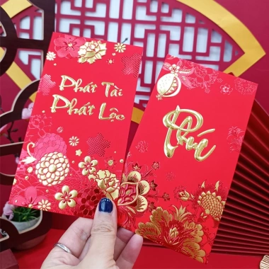 COMBO 66 Bao lì xì Tết 2.026 Bính Ngọ đỏ nhũ vàng - Giá sỉ cao cấp 98.750 VND