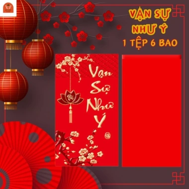 COMBO 66 Bao lì xì Tết 2.026 Bính Ngọ đỏ nhũ vàng - Giá sỉ cao cấp 98.750 VND