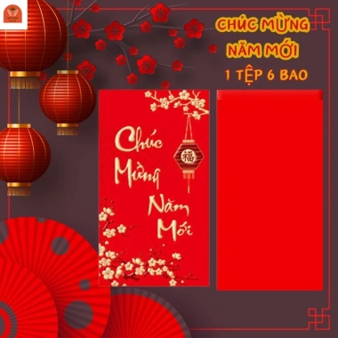 COMBO 66 Bao lì xì Tết 2.026 Bính Ngọ đỏ nhũ vàng - Giá sỉ cao cấp 98.750 VND