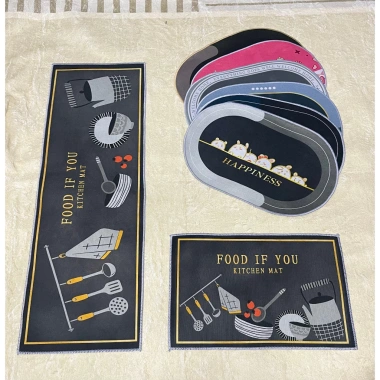 Combo 8 thảm lau chân bếp 3D Bali nỉ lì - 2 tấm sàn + 6 thảm bầu dục, chỉ 40.000₫ 8