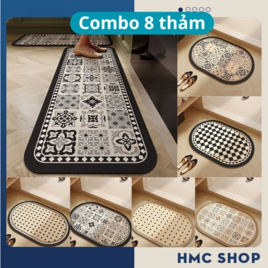 Combo 8 thảm lau chân bếp 3D Bali nỉ lì - 2 tấm sàn + 6 thảm bầu dục, chỉ 40.000₫ 9